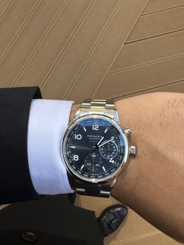 Wristshot of Nomos Glashütte